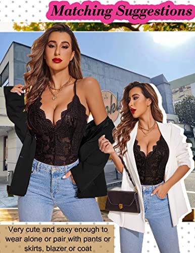 Avidlove Women One Piece Lingerie Deep V Teddy Sexy Lace Bodysuit Snap Crotch Babydoll4