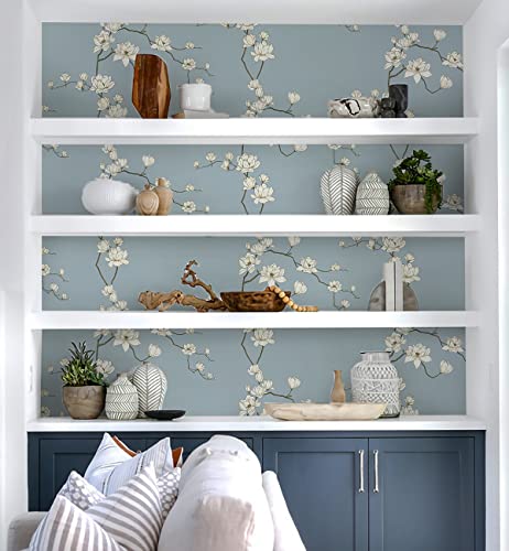 GloryTik 15.5\" x 78.7\" Floral Wallpaper Peel and Stick Wallpaper Beige Flowers Contact Paper Self-Adhesive Wallpaper Waterproof Removable Wallpaper Decoration for Cabinets Bedroom Walls