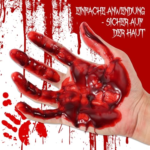 Festicy Kunstblut 0,5 L Kanister I Perfekt für Halloween, Film und Theater I Echtes Fake Blood 500 ml I Halloween Blut für Kostüme und Deko I auswaschbares Kunstblut Kleidung I Halloween Deko