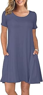 Summer Dresses for Women Casual T Shirt Dresses Swing Flowy Beach Vacation Sundress with Pockets - Buy now
