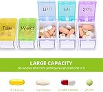 Detachable Pill Organizer,Weekly Pill Box 1 Time a Day,Large Daily Pill Case for Pills/Vitamin/Fish Oil/Supplements(Rainbow)-Rainbow-01