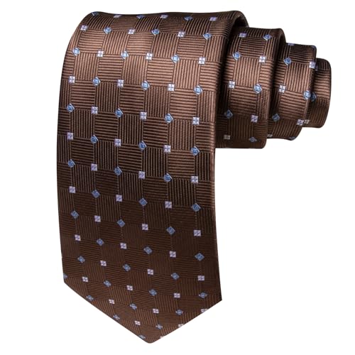 Image of YOHOWA Men Plaid /Striped Ties Set Silk Business Wedding Formal Fashion Necktie and Pocket Square Cufflinks Set