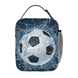 Boys Lunch Box Kids,Soccer Ball on Water Girls Insulated Lunch Bag Reusable Work Lunch Tote Box Bag for Women Men and Adults