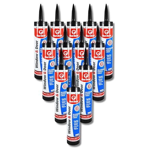 Red Devil 08466012 Window &amp; Door Siliconized Acrylic Caulk (Black), 10.1 oz, Case of 12