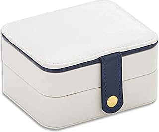 صندوق تخزين مجوهرات محمول من جلد صديق للبيئة مع مرآة (ابيض)