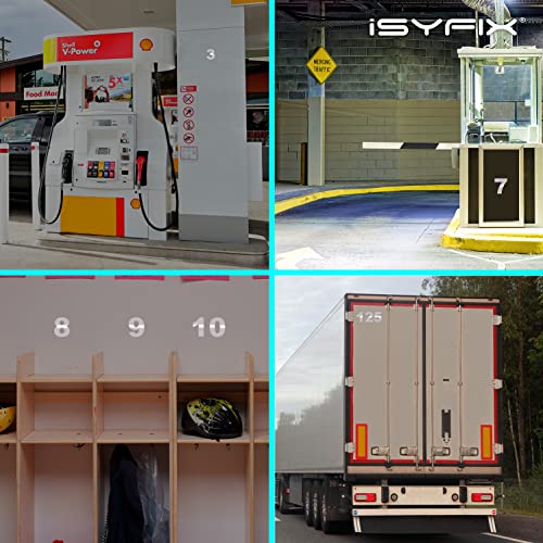 iSYFIX Reflective White-Silver Vinyl Numbers Stickers – (2 Sets) 5 Inch – Premium Self-Adhesive Decal Die Cut, Pre-Spaced for Mailbox, Signs, Window, Door, Cars, Trucks, Home, Business, Address Number