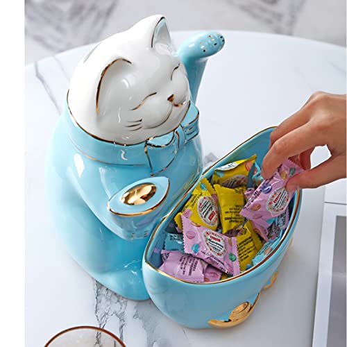 Statue boîte de rangement salon chambre étude bureau chat bleu clair - 4
