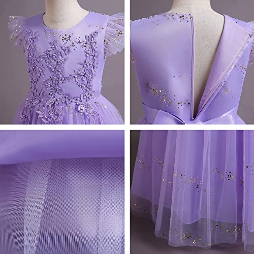 MYRISAM Flower Girls Embroidered Lace Sequins Dress Fly Sleeves Wedding Party Prom Princess Birthday Pageant Tulle Gown3