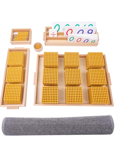 Montessori Golden Beads with Soft Carpet Montessori Math Decimal System Bank Game Good Choice for Learning Math