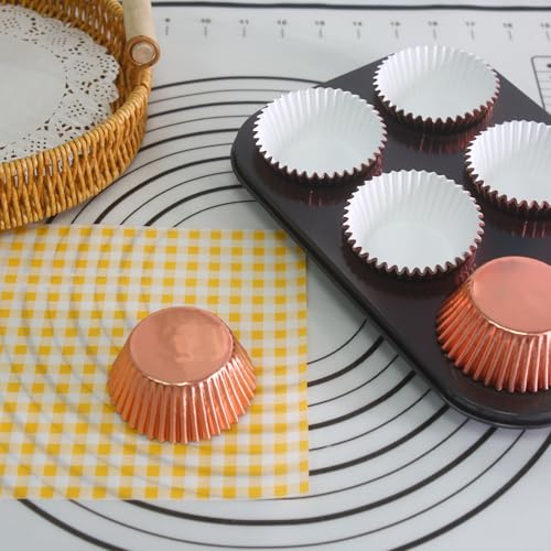 Image of Standard Champagne Gold Foil Cupcake Liners Muffin Baking Cups for Party and More, 100-Count