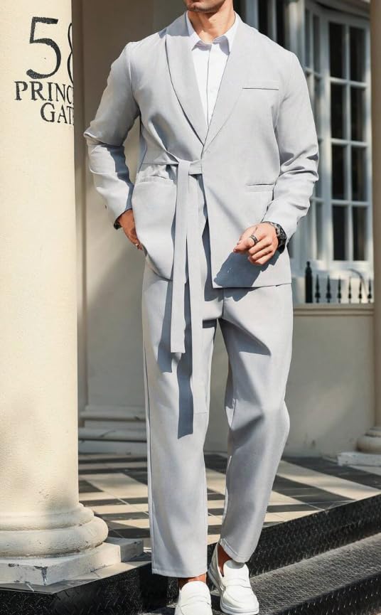 ORBITRAY Mens Suit 2 Piece Shawl Lapel Fit Suit for Men Formal Business Suit Wedding Groom Prom Tuxedo Dinner Party OB034