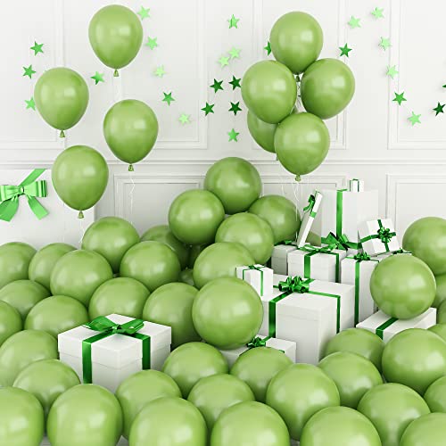 Luftballons Grün, 60 Stück Sage Grün Retro Luftballons Geburtstagsdeko Latex Helium Ballons 12.7cm Party Ballons mit Bänder für Mädchen Junge Geburtstag Hochzeit Baby Shower Abschlussfeier Party Cover