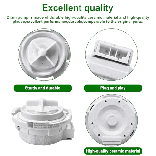 Image of EAU63743803 NTWC021S03 Drain Motor Pump Compatible with LG Washer Drain Pump WM3400CW,WM3500CW,WM3600HVA,WM3600HWA,WM3700HVA,WM3700HWA,WM3700HRA-Replace EAU63743803 NTWC021S03,DC26V 1.7A 45W