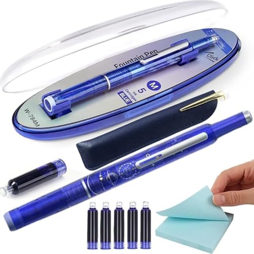 プレス万年筆 5 インクカートリッジ付き描画描画ジャーナリング格納式インクペン学生女性男性クリエイティブジャーナリングペン