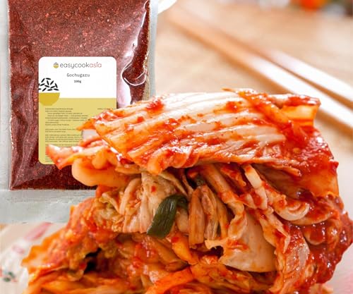 EasyCookAsia Gochugaru | Koreanische Gochugaru Chiliflocken in Plastik | 100g | Gochugaru Chili Flakes | grob gemahlen (1er)