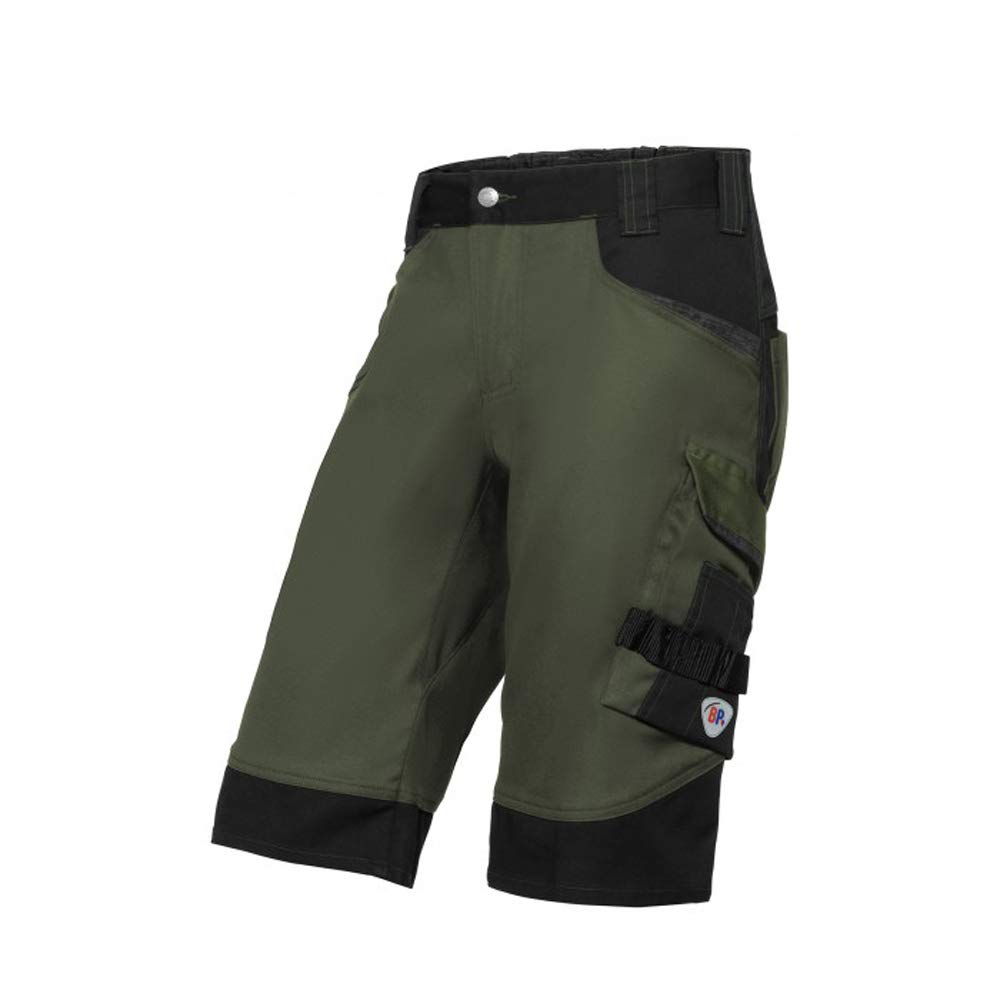 BP 1827-033-7332-39/40n Fabric Blend with Stretch Shorts, High Waist at Back, 70% Cotton/28% Polyester/2% Elastane, Olive/Black, 39/40N Size