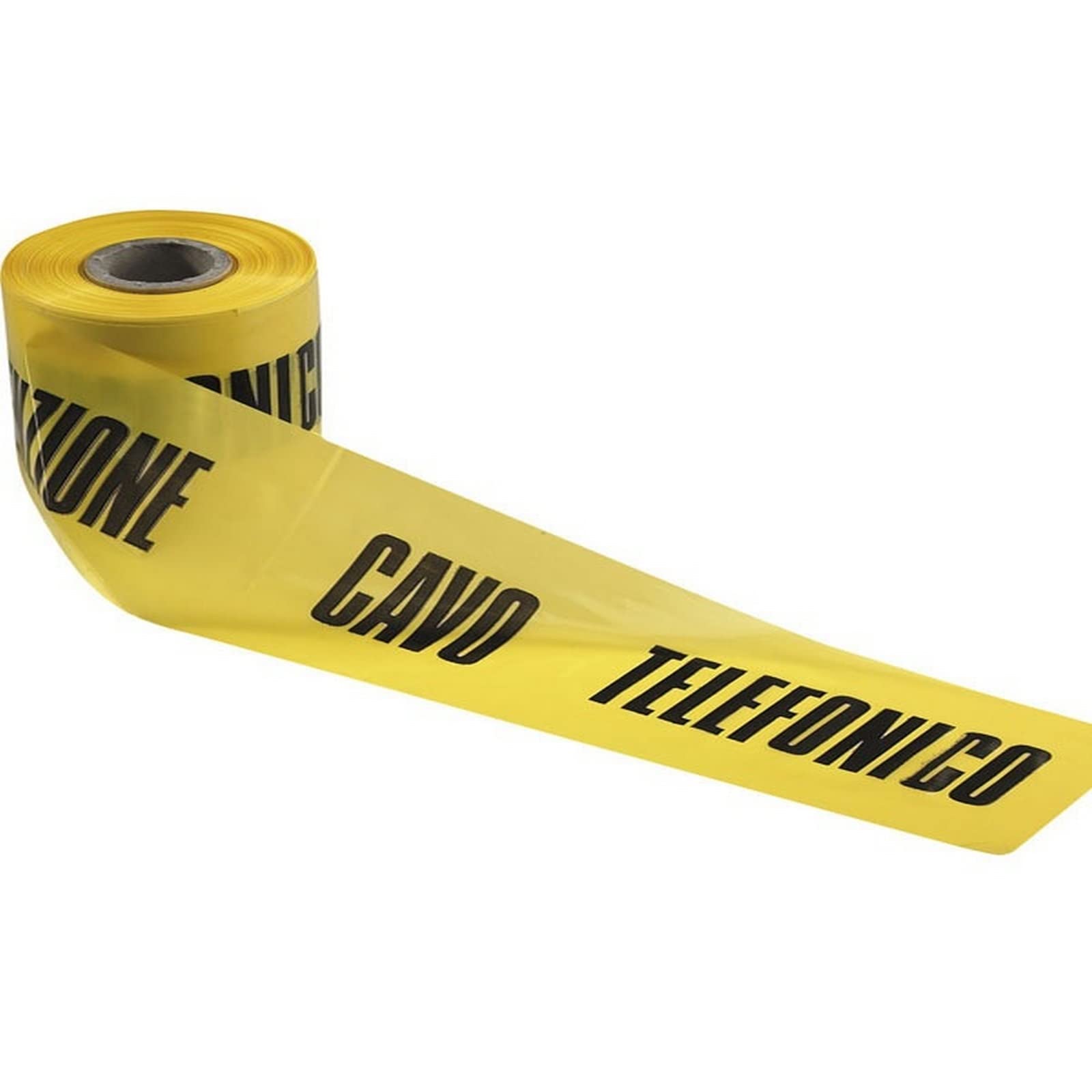 Rotolo Nastro Segnaletico Alta Visibilità in Polietilene cm 10x200 mt per Segnalazione Tubi e Cavi Interrati Per Ediliza e Lavori Stradali (Per Cavo Telefonico - Giallo)