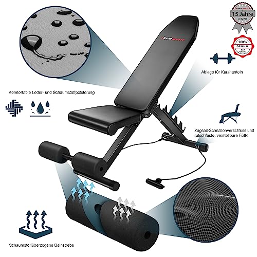 Ultrasport Hantelbank, multifunktional, klappbar, Flachbank, Sit Up Bank, 18 Fach verstellbar, wasserabweisend, fit,bauchtrainer, bis zu 500 Kg belastbar – Bild 5