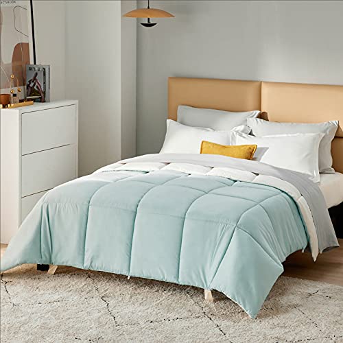 Bedsure Twin Comforter Duvet Insert Teal - All Season Down Alternative Comforter for Twin Bed, 280 GSM Reversible Quilted Machine Washable Soft Bedding Comforters with Corner Tabs