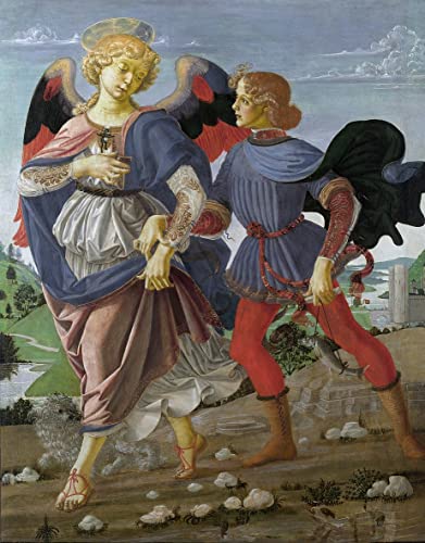 Poster Peinture Abstraite Tobie et l'ange de Léonard de Vinci pour Chambre 60x90cm