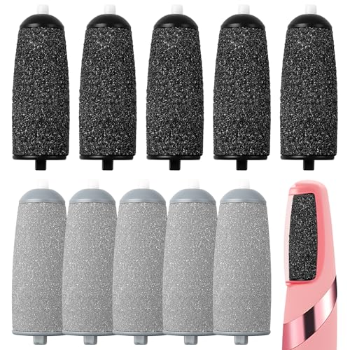 10 Pack Pedicures Replacement Heads, Electric Foot Callus Remover Roller Refills Include 5 Extra Coarse & 5 Regular Coarse Heads Compatible with Flawless Pedi,Haootadiy,ZABOUL,Nuve