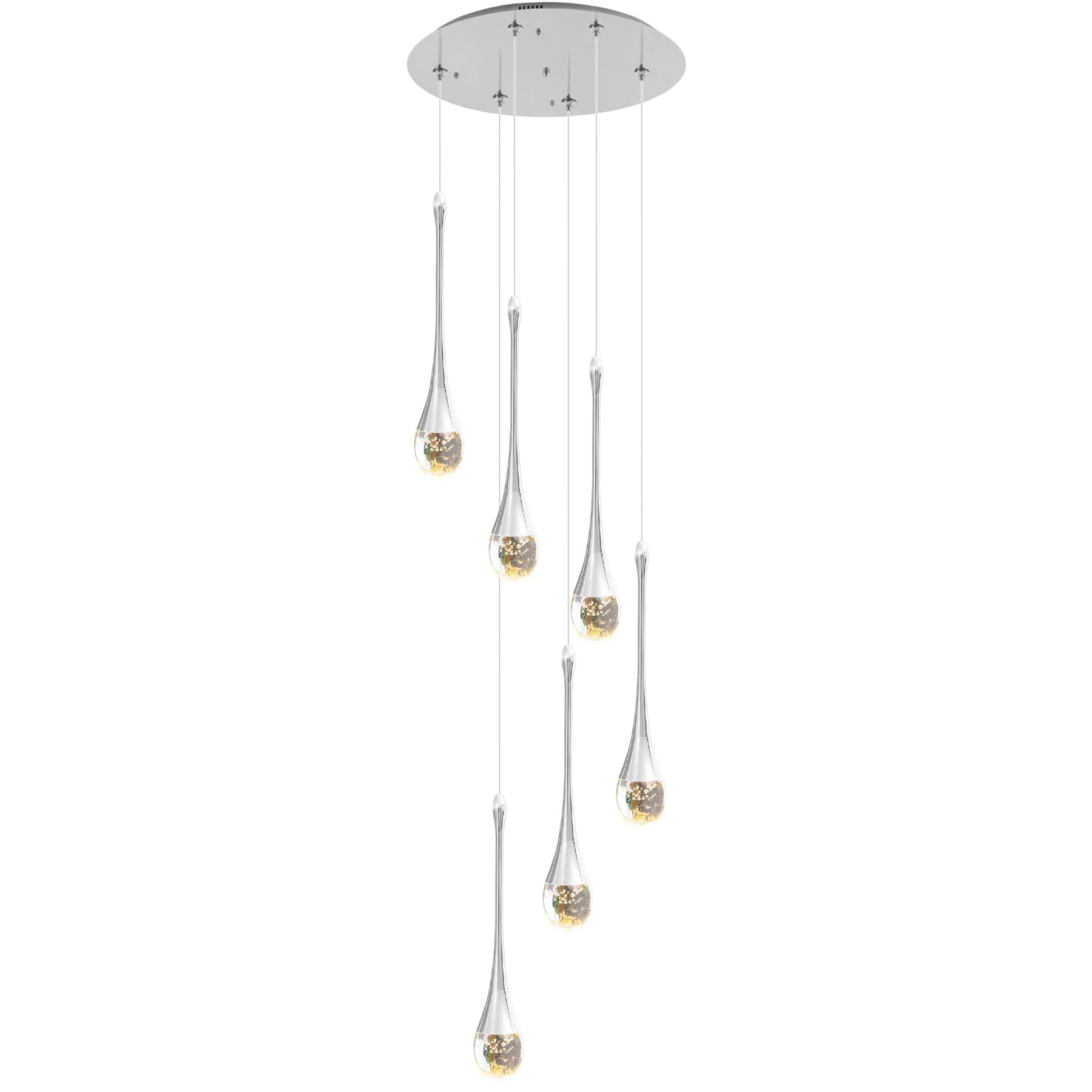 LYMSXAZOU LED Crystal Chandelier - Dimmable, Remote Control, Color Adjustable Pendant Light for Living Room, Foyer, Entryway, Staircase, Elegant Lighting Fixture
