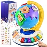 5-in-1 Interactive Light-Up Globe for Kids – World Globe with Sound, Puzzle, Bead Maze & World Map | Educational Toy & Birthday Gift (12” x 9”)