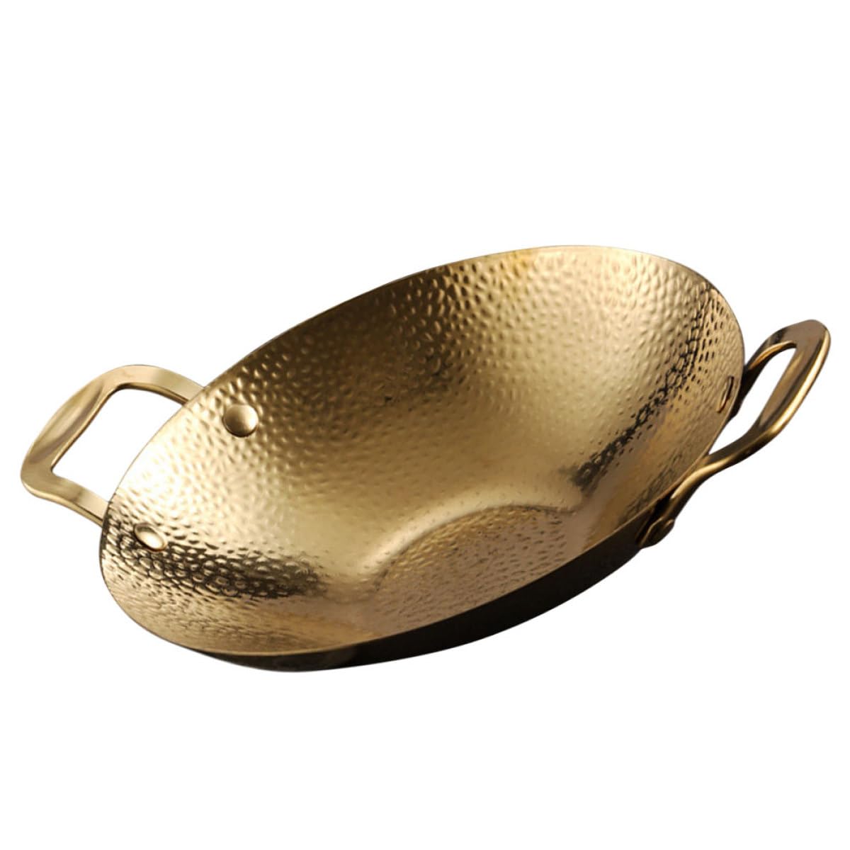 Zerodeko Pentola Wok in Acciaio Inossidabile Doppio Manico Antiscivolo e Anti-scottatura, per Cucina Coreana e Barbecue Domestico