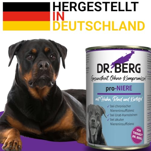 Dr. Berg pro-NIERE – Nassfutter für Hunde mit Niereninsuffizienz | Diätfutter zur Unterstützung der Nierenfunktion | 6 x 400 g