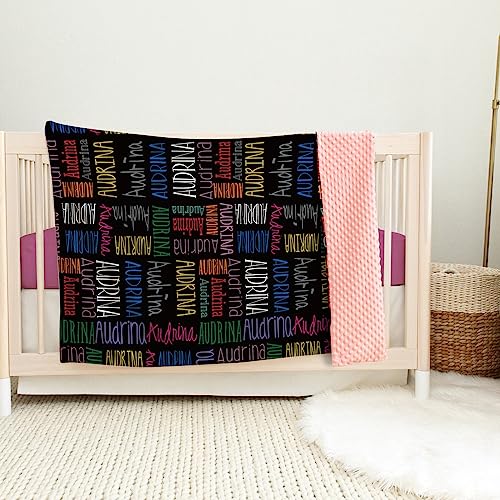 Image of Custom Baby Blanket - Personalized Names Design - Soft Plush Blanket with Double Layer Dotted Backing for Boys Girls Color23(47x60 inches)