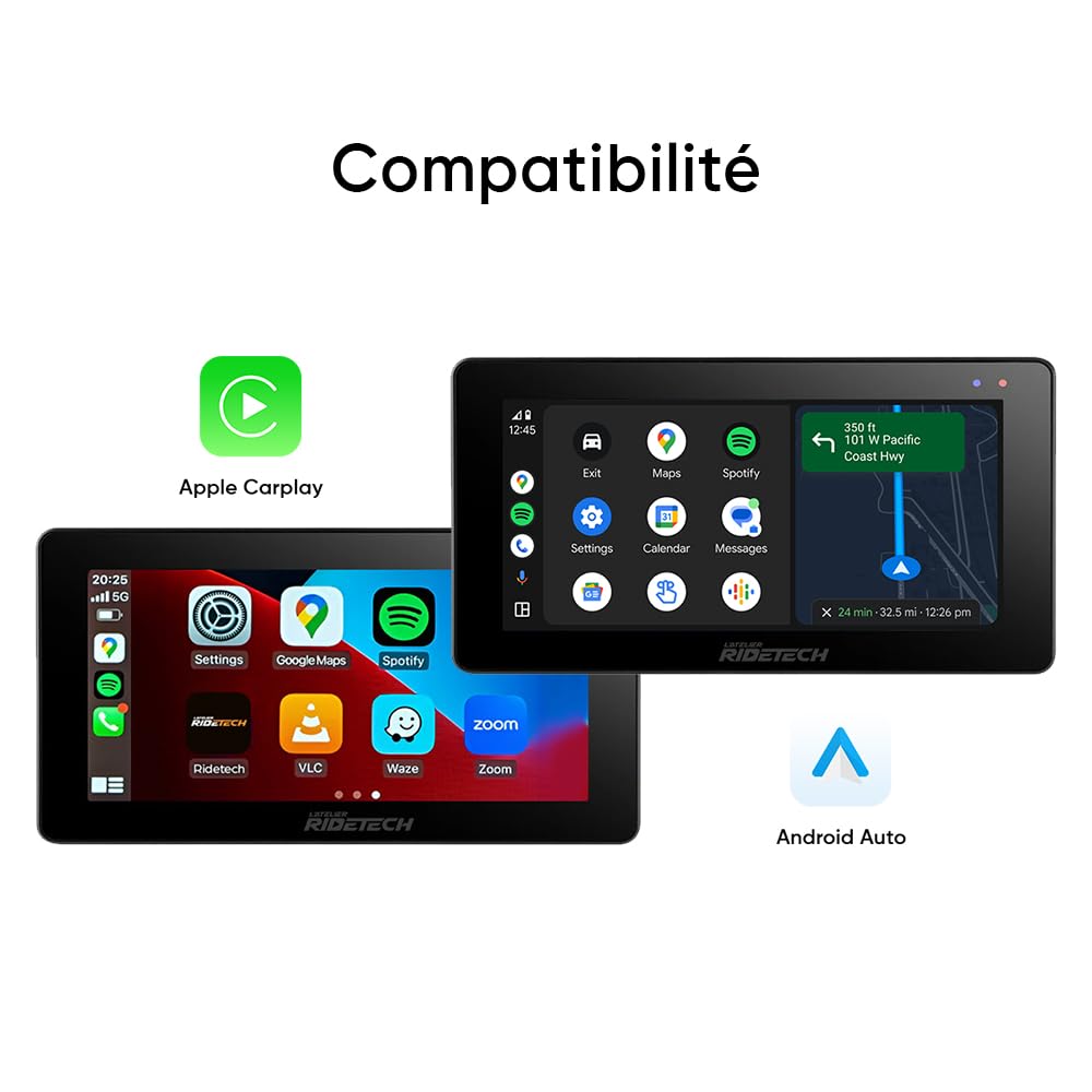 Kraft 5.5 Système Intelligent pour Motos BMW, Écran 5,5 Pouces, CarPlay/Android Auto, Navigation GPS Waze/Maps, Plug & Play, Contrôle Molette BMW
