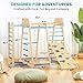 Upgraded Indoor Playground 9-in-1 Jungle Gym Kids Climbing Toys, Montessori Philosophy Waldorf Style Wooden Climber Playset with Slide, Swing, Monkey Bars, Upright/Rope Ladder, Climb Net, Blue