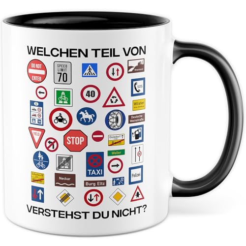 Fahrlehrer Tasse mit Spruch - Geschenk Welchen Teil von hast du nicht verstanden? - Kaffeetasse aus Keramik 330ml - Geschenkidee Fahrschule Fahrstunde F&uuml;hrerschein Kaffee-Becher Witztasse