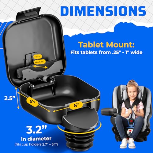 Image of Integral Kids Console for Car Seat - Upgraded Car Organizer for Kids Adjustable Tablet Mount - Car Seat Cup Holder Console with Storage Container - Roadtrip Essentials for Kids - Standard Base