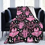 Pink Bat Throw Blanket Soft Fleece Blanket Men Women Gift for Kids Boys Girls for Party Couch Sofa Bed Deco Blankets 50'x40'