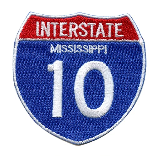 Interstate 10 Patch I-10 Road Sign Embroidered Iron On Mississippi