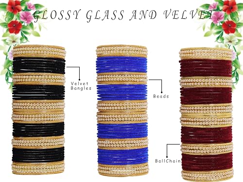 Image of NMII Glass with Plain and Glossy Finished Bangle Set For Women and Girls