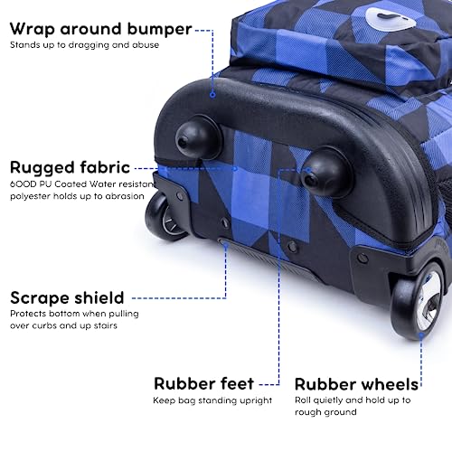 Image of J World Sundance Laptop Rolling Backpack for Girls Boys. Roller Bookbag with Wheels, 20 Inch, Block Navy