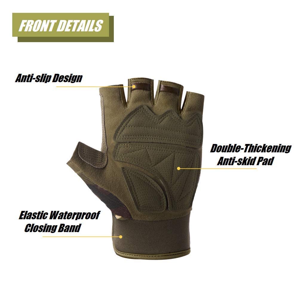 Hycoprot - Guantes sin dedos para exteriores, ligeros, transpirables y protectores para escalada, motocicleta, camping, escalada, al aire libre