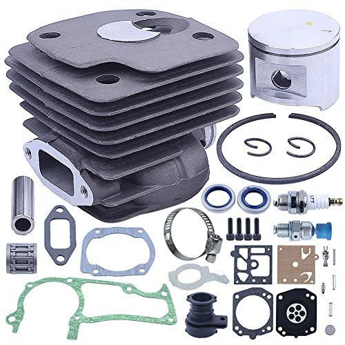 Gubeter Kit de pistón de Tarjeta de 52 mm de diámetro Interior del Cilindro, para Pieza de Motosierra para Jonsered 2063 2065 2071, para Motosierra para Husqvarna 372, 372Xp, 371, 365, 362, 503691072