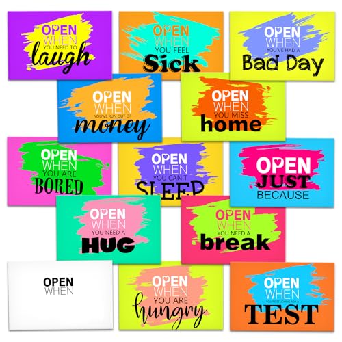 Colorful Open When Envelopes, Romantic Long Distance Relationship Gift for Teen Student Couples, University Self Care Package Go to School Friendship Gift, Leaving Home 13 Envelope Kit Gift -03