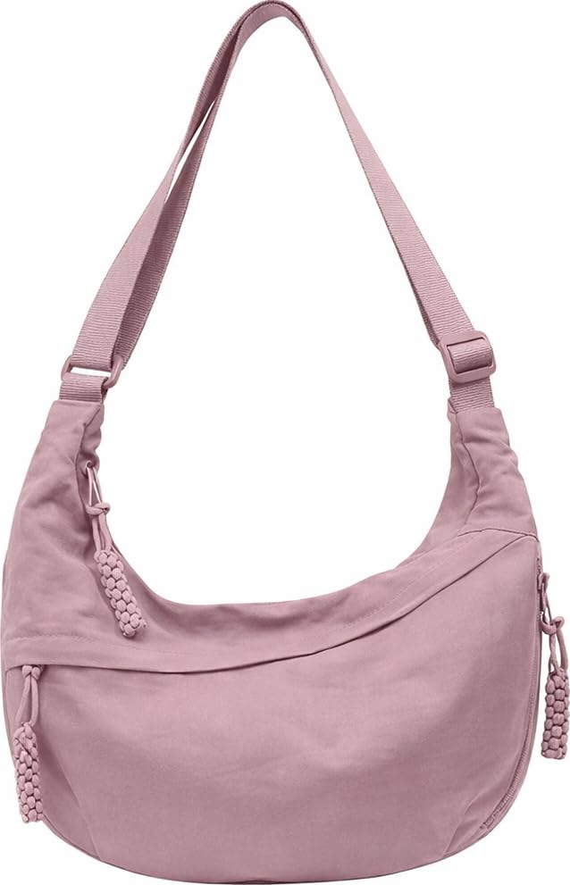 Image of Lyrovo Travel Crossbody Crescent Bags for Women Over Shoulder Purse with Zipper Half Moon Sling Bag & Waist Bag Unisex Chest Bag