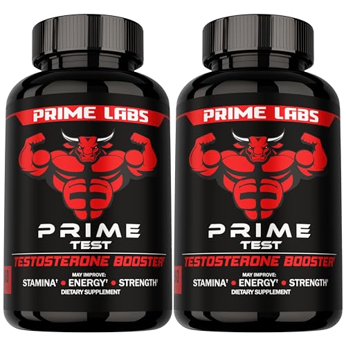 Prime Labs Testosterone Supplement for Men (2-Pack) - Stamina, Endurance, Energy, & Strength - Men's Testosterone Booster & Workout Supplement - 120 Caplets