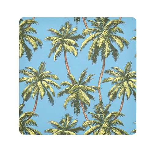 ODAWA Tropical Palm Trees Self Adhesive Cloths 21.7X21.7 Inch Makeup Wrap Cloth Bag Lightweight Foldable Wrapper for Camera Accessories