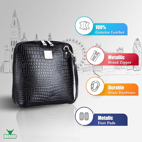 Image of BEHIDE Women's Genuine Leather Sling Bag - Stylish Cross-Body Handbag for Women, Adjustable Shoulder Strap