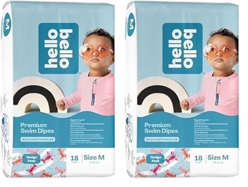 Hello Bello Premium Swim Diapers I Affordable and Eco-Friendly Disposable Swim Dipes for Babies and Kids I Size Medium - Diaper Size 4-5 (Pack of 2)