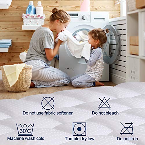 Cohome Queen Size Mattress Topper Extra Thick Cooling Mattress Pad 400Tc Cotton Top Plush Down Alternative Fill Pillow Top Mattress Cover With 8-21 Inch Deep Pocket (60X80 Inches, White-Classic) #TOP6