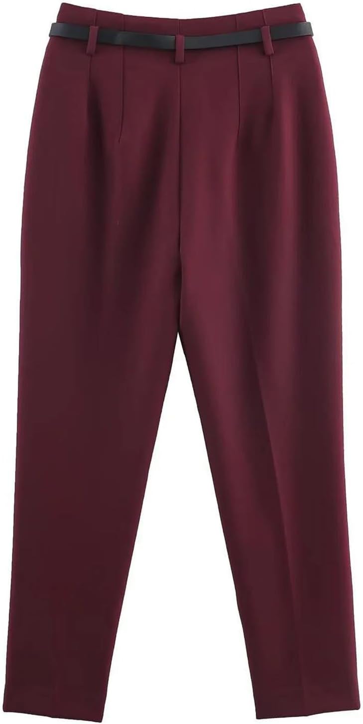 Women’s High Waist Casual Long Pants Versatile Design with Belt Straight Leg Comfortable Fit for Daily Work