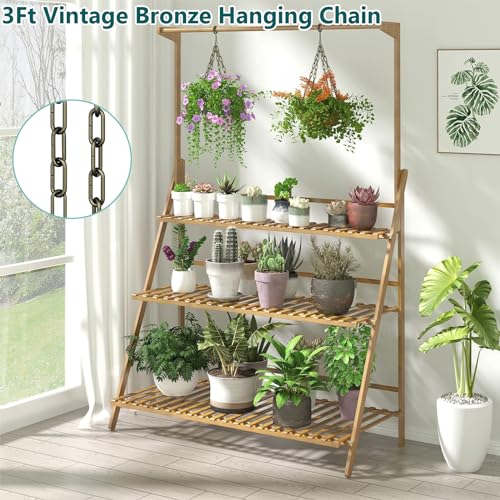 Image of garini 3 Feet Industrial Bronze Light Fixture Chain, Metal Pendant Chandelier Chain