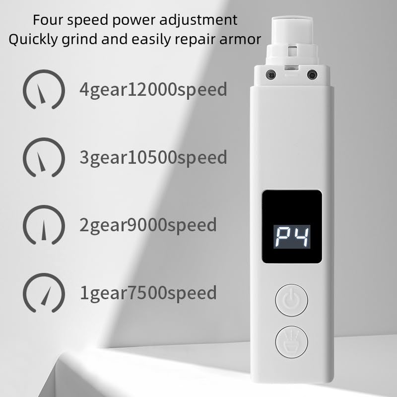 Dog Nail Trimmers, 4-Speed Dog Nail Grinder, Painless & Quiet Pet Nail Trimmer for Large Dogs, Medium & Small Dogs/Cats?2 Grinder Wheels?